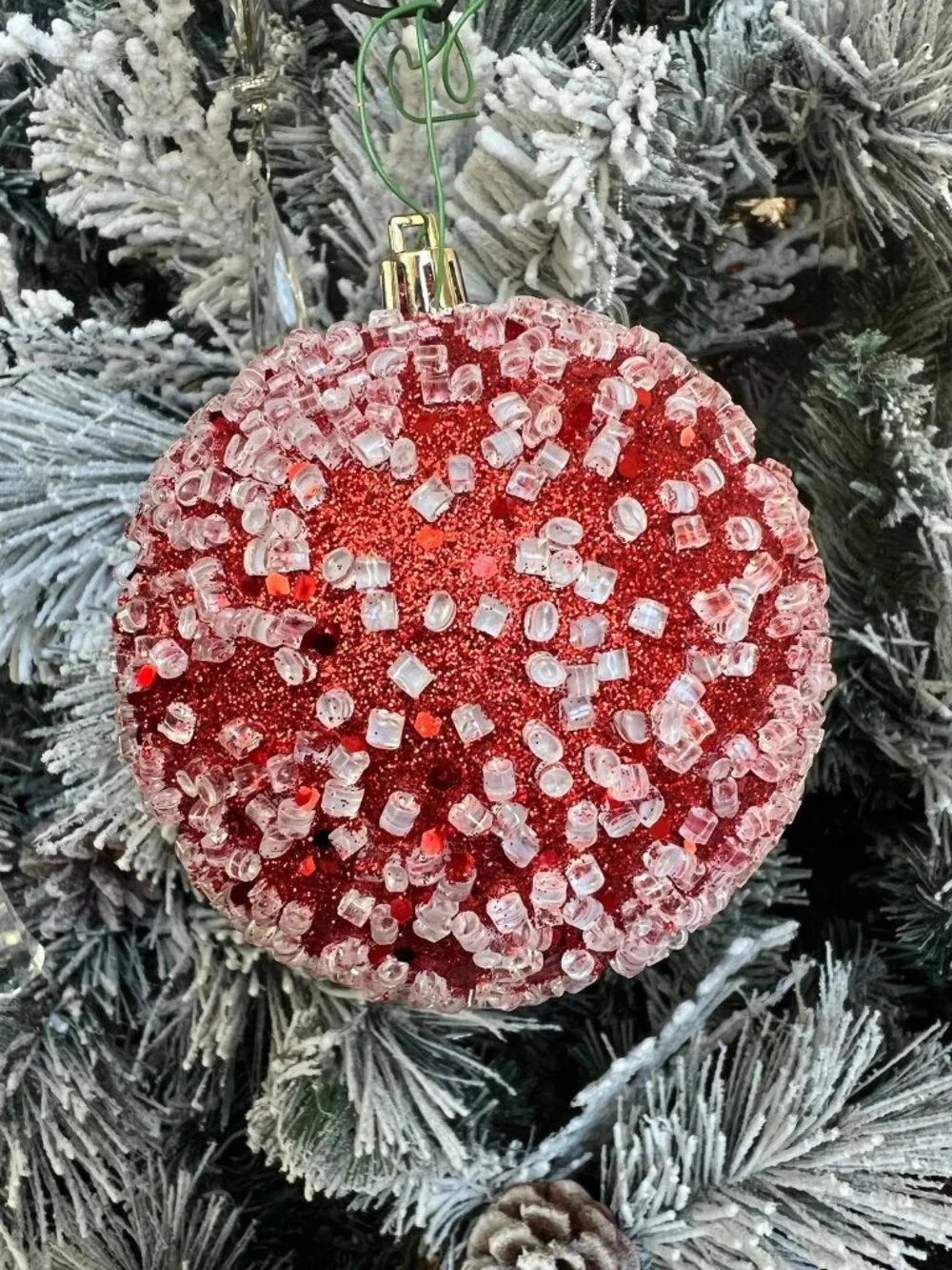 Vickerman Glitter Hail Ball Ornament Christmas Decor Holiday Decoration Gift